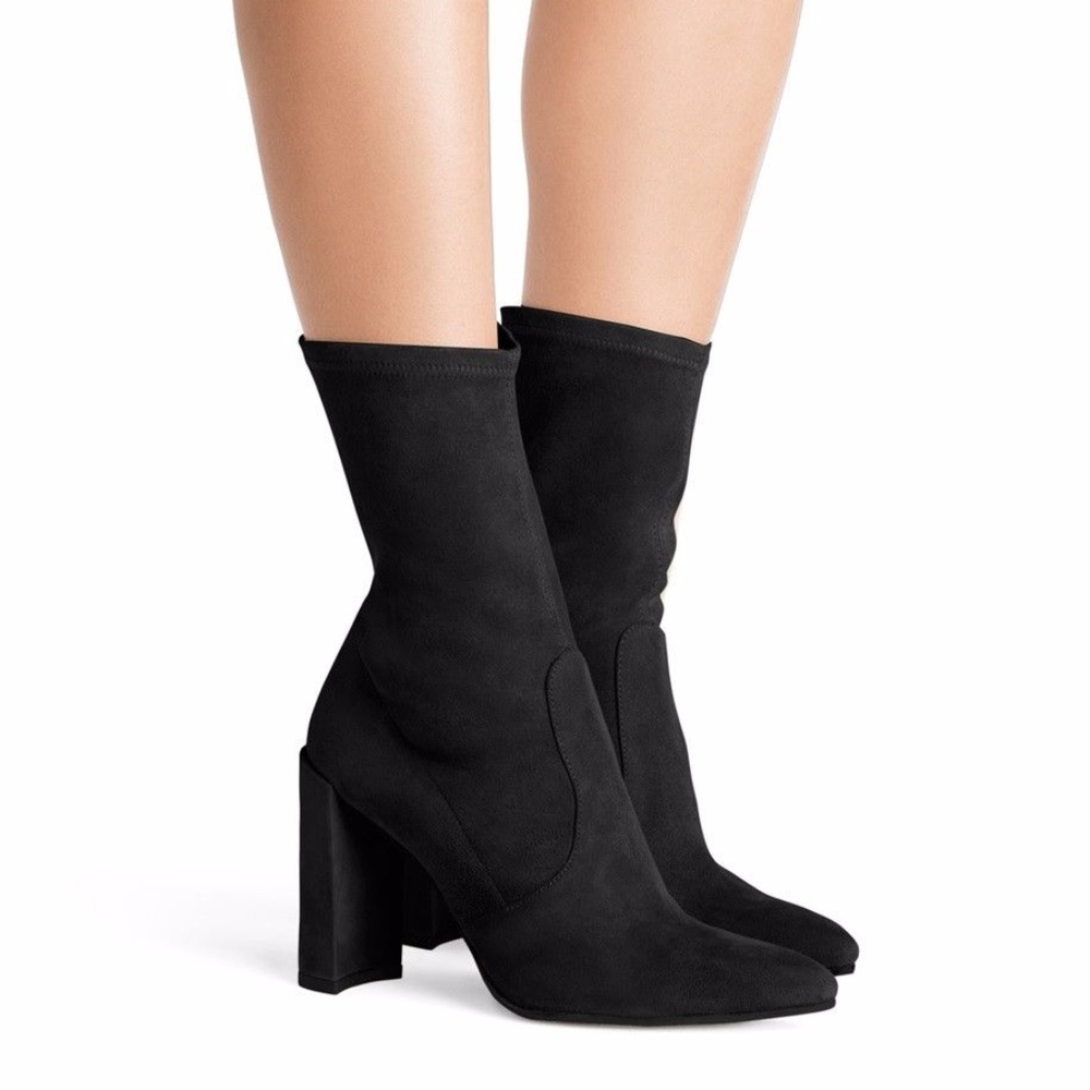 Stuart Weitzman Clinger Black Satin Bootie